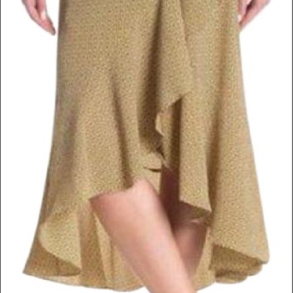 Max Studio Yellow Heart Ruffle High Low Wrap Midi Work/Office Dress - Picture 14 of 16